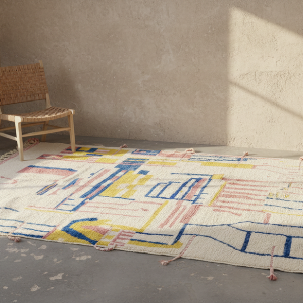 Pastel Blueprint – Handmade Moroccan Rug
