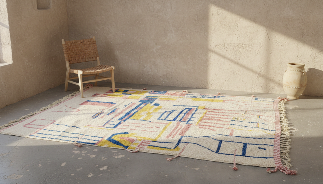 Pastel Blueprint – Handmade Moroccan Rug