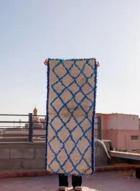 Cobalt Lattice – Handmade Moroccan Rug