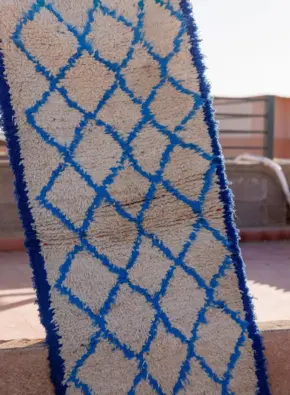 Cobalt Lattice – Handmade Moroccan Rug