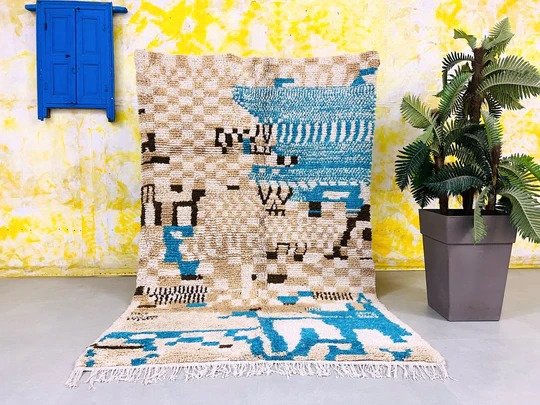 Blue Patchwork – Handmade Moroccan Rug