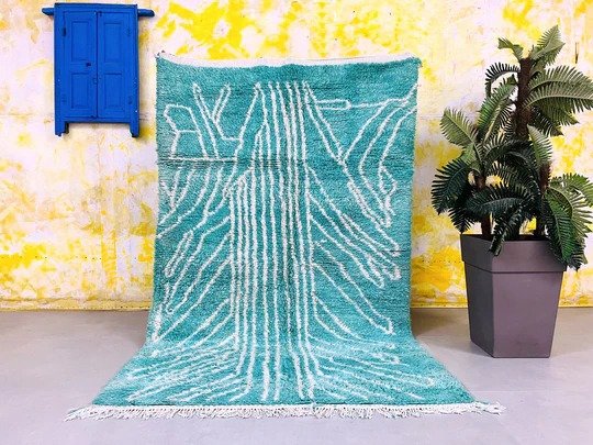 Turquoise Rain – Handmade Moroccan Rug