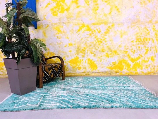 Turquoise Rain – Handmade Moroccan Rug